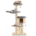 4-Layer 68.5-Inch Wooden Cat Tree Condo Activity Tower with Sisal Posts-Natural