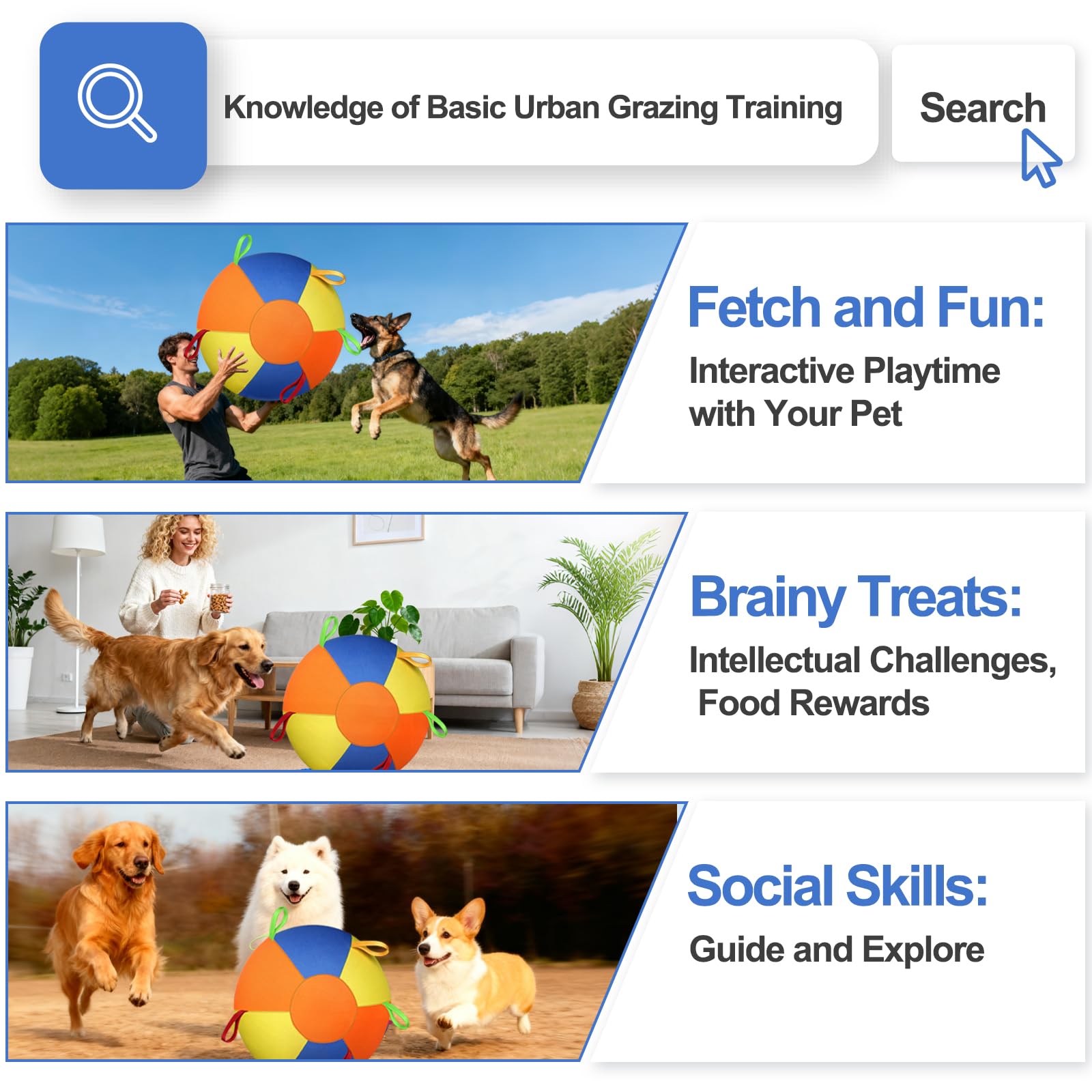 Herding Ball For Dogs, Large Dog Ball With Handles For Outdoor Play, Indestructible Training Toy Balls For Australian Shepherd, Interactive Toy Balls For Medium & Large Dogs