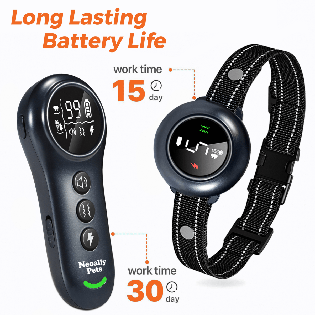 NeoAlly 2-in-1 Dog Training & Bark Control Collar | Automatic Barking Detection, Remote Shock, 5-150lbs Dogs | Rechargeable, Waterproof